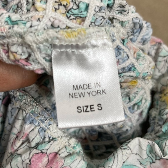 Petersyn Benson Off Shoulder Smocked Floral Mini Dress Blue Pink Size S NWT - Picture 7 of 8